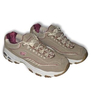 Skechers D’Lites Women’s Size 8.5 Beige Pink Leather Chunky Sneakers